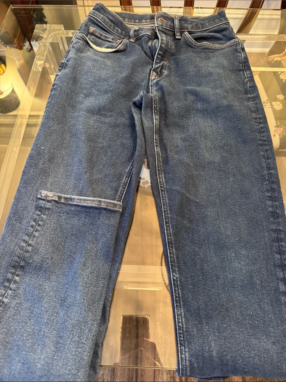 Banana Republic Men’s Dark Blue High-Rise Tapered Jeans